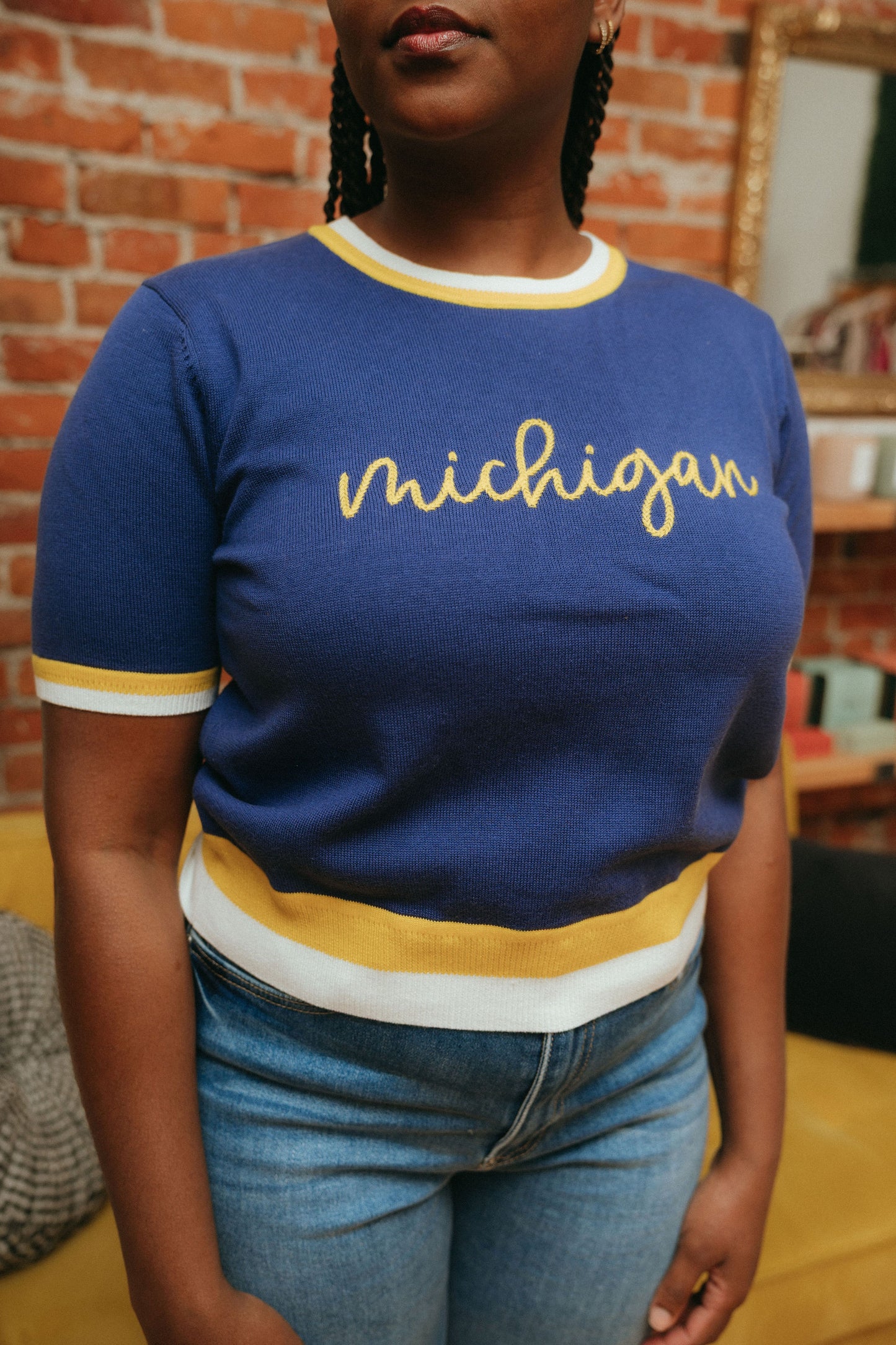 Michigan Chainstitch Short Sleeve Sweater