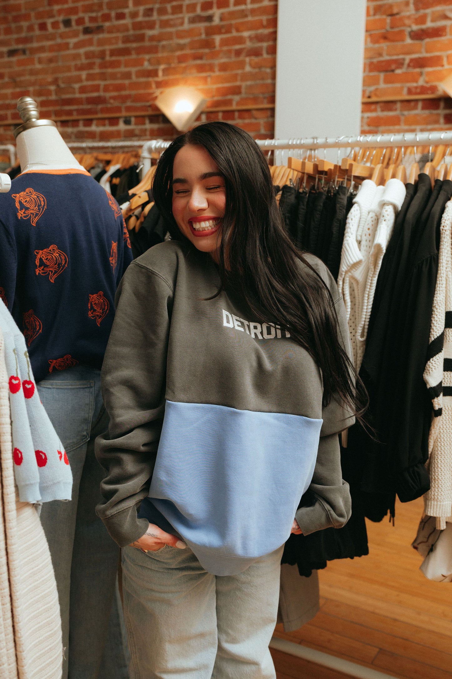 Detroit Color Block Embroidered Sweatshirt