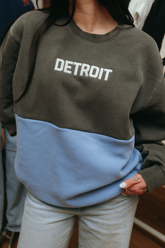 Detroit Color Block Embroidered Sweatshirt