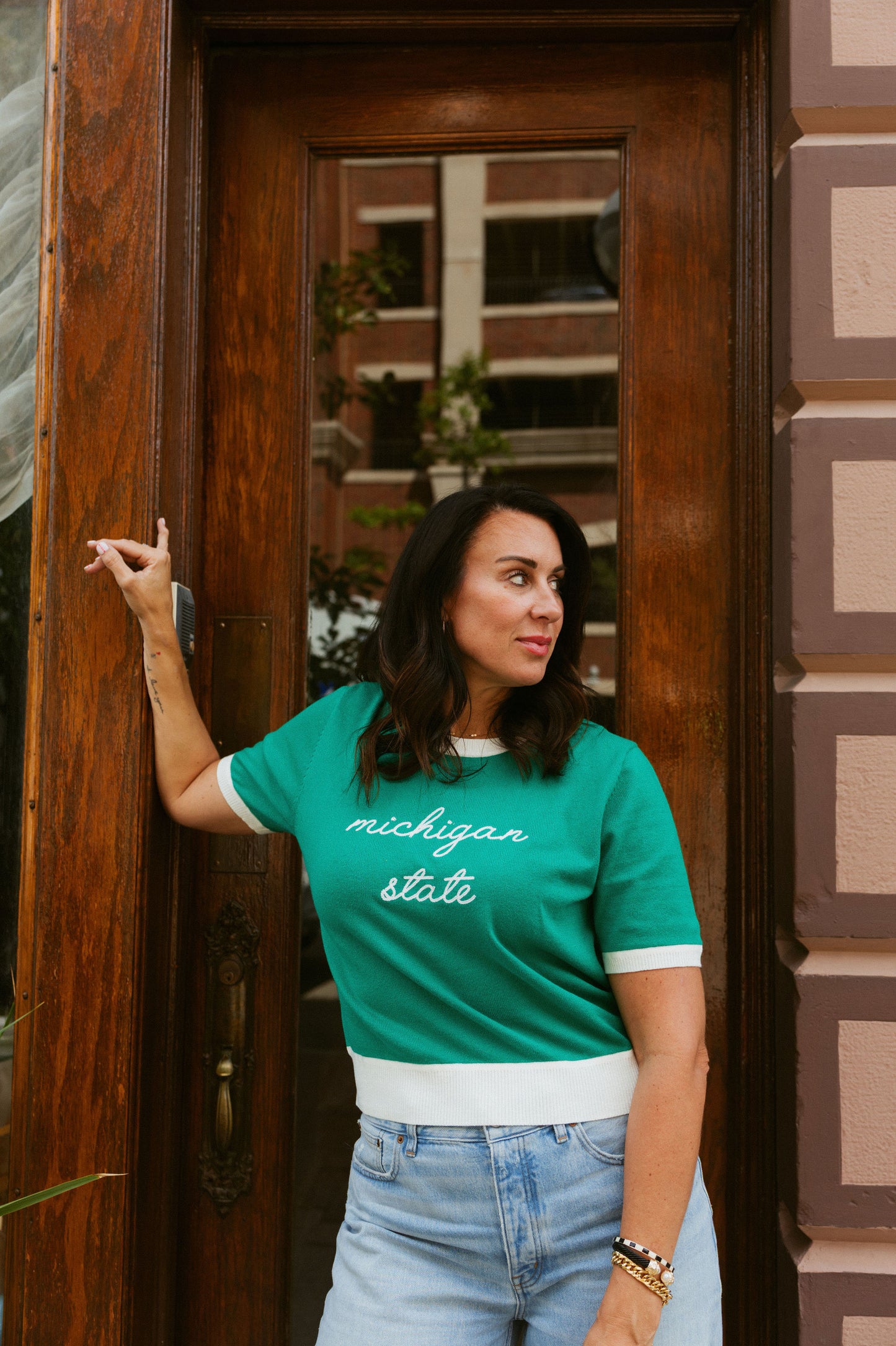 Michigan State Short Sleeve Sweater