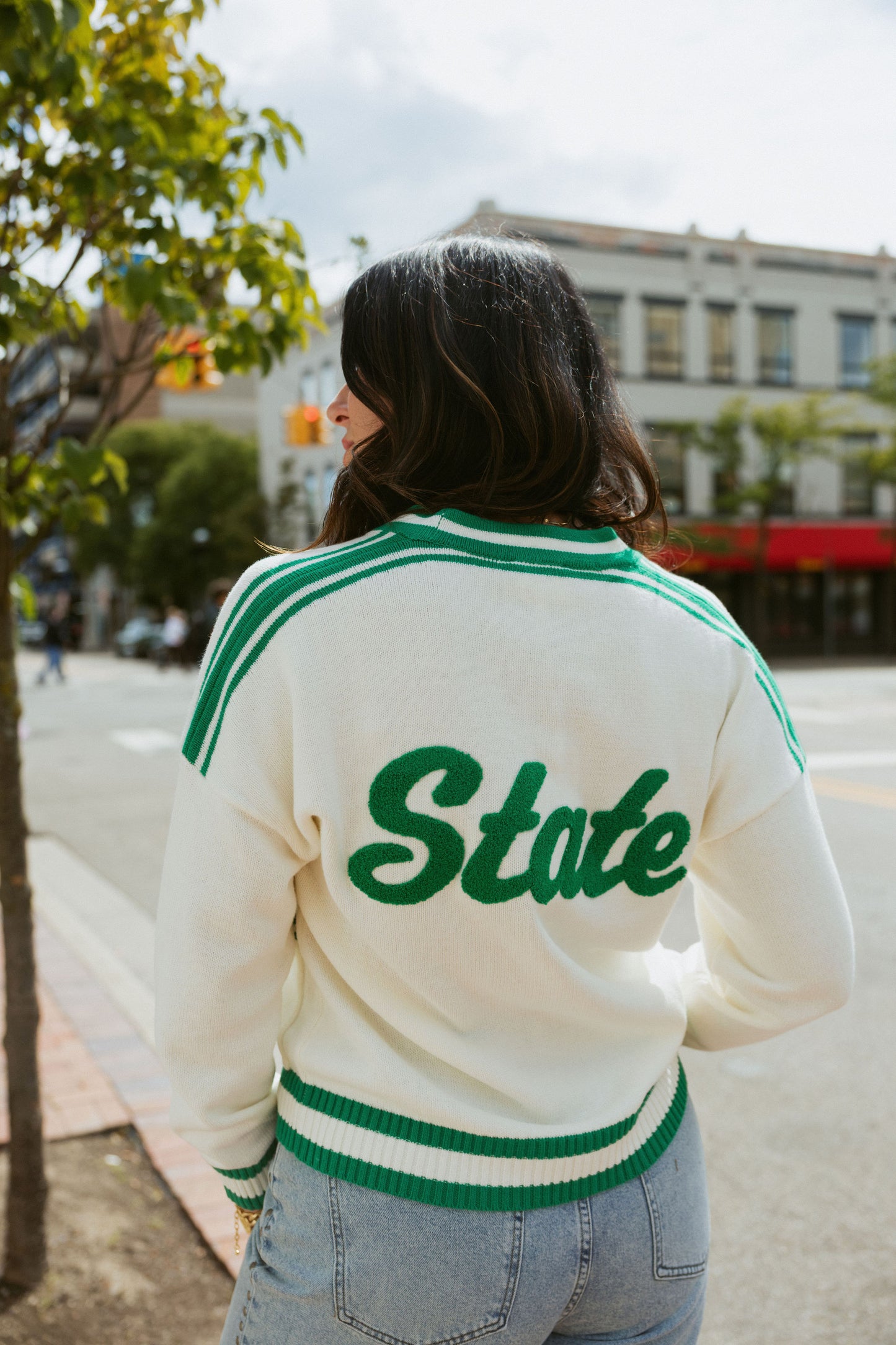 Michigan State White Cardigan