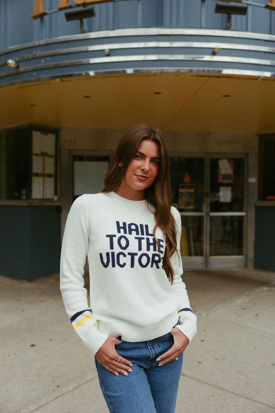 Hail to the Victors White Sweater