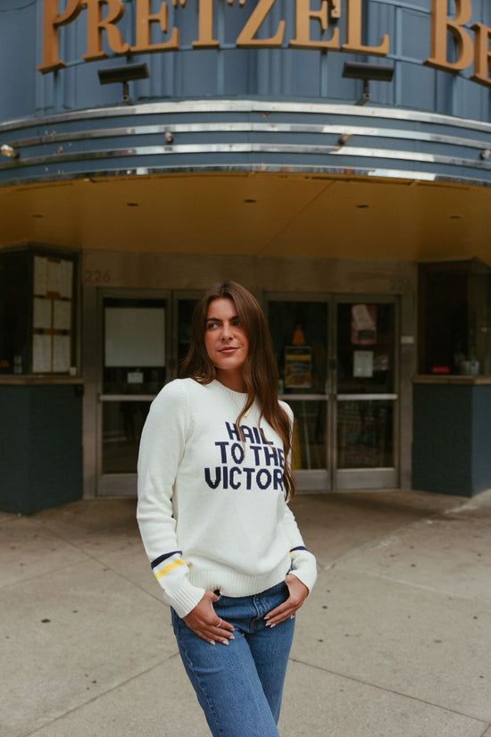 Hail to the Victors White Sweater