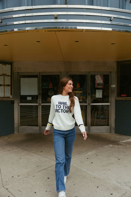 Hail to the Victors White Sweater