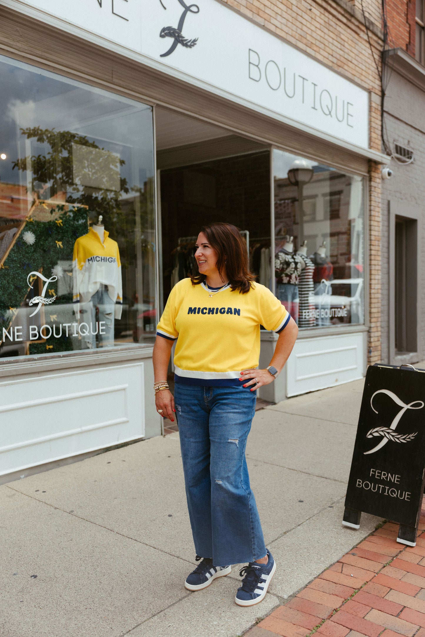 Michigan Short Sleeved Knit Sweater
