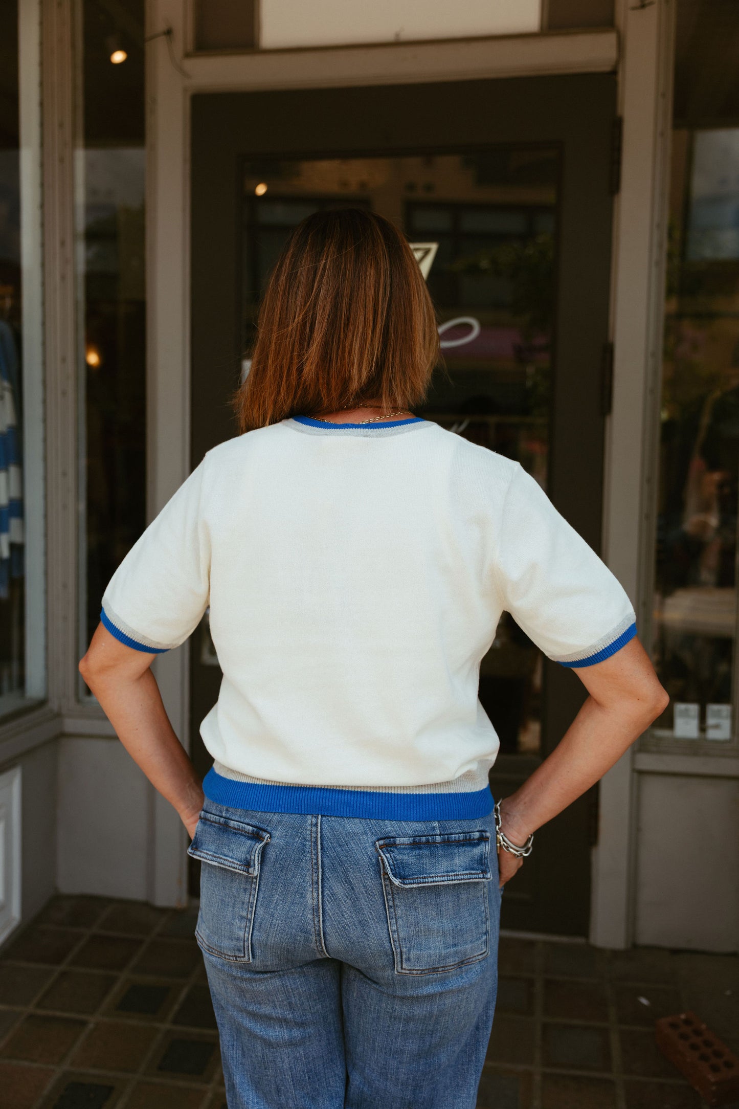 Detroit Short Sleeve Sweater White