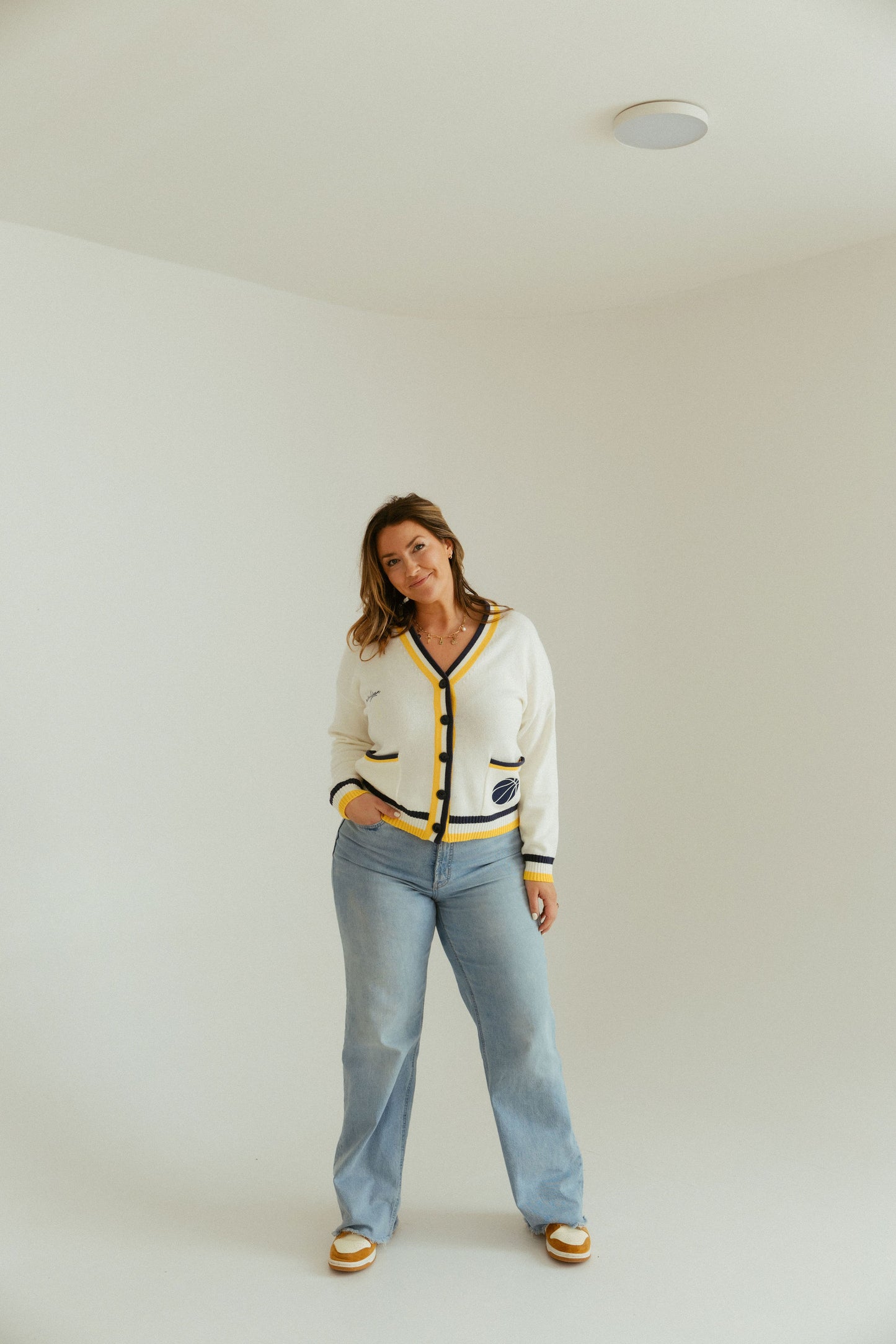 Michigan Go Blue Varsity Cardigan White