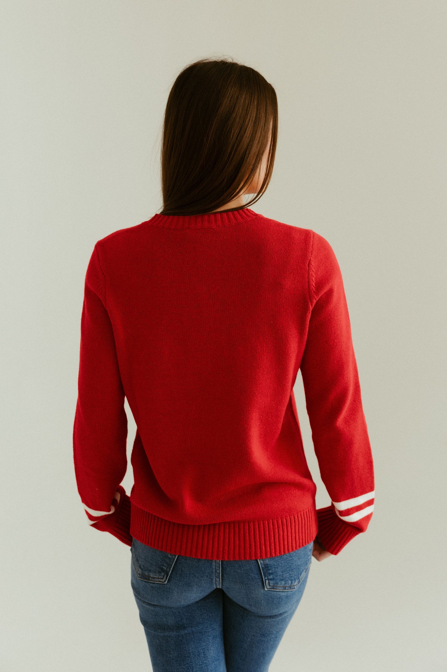 Detroit Cursive Red Crewneck Sweater