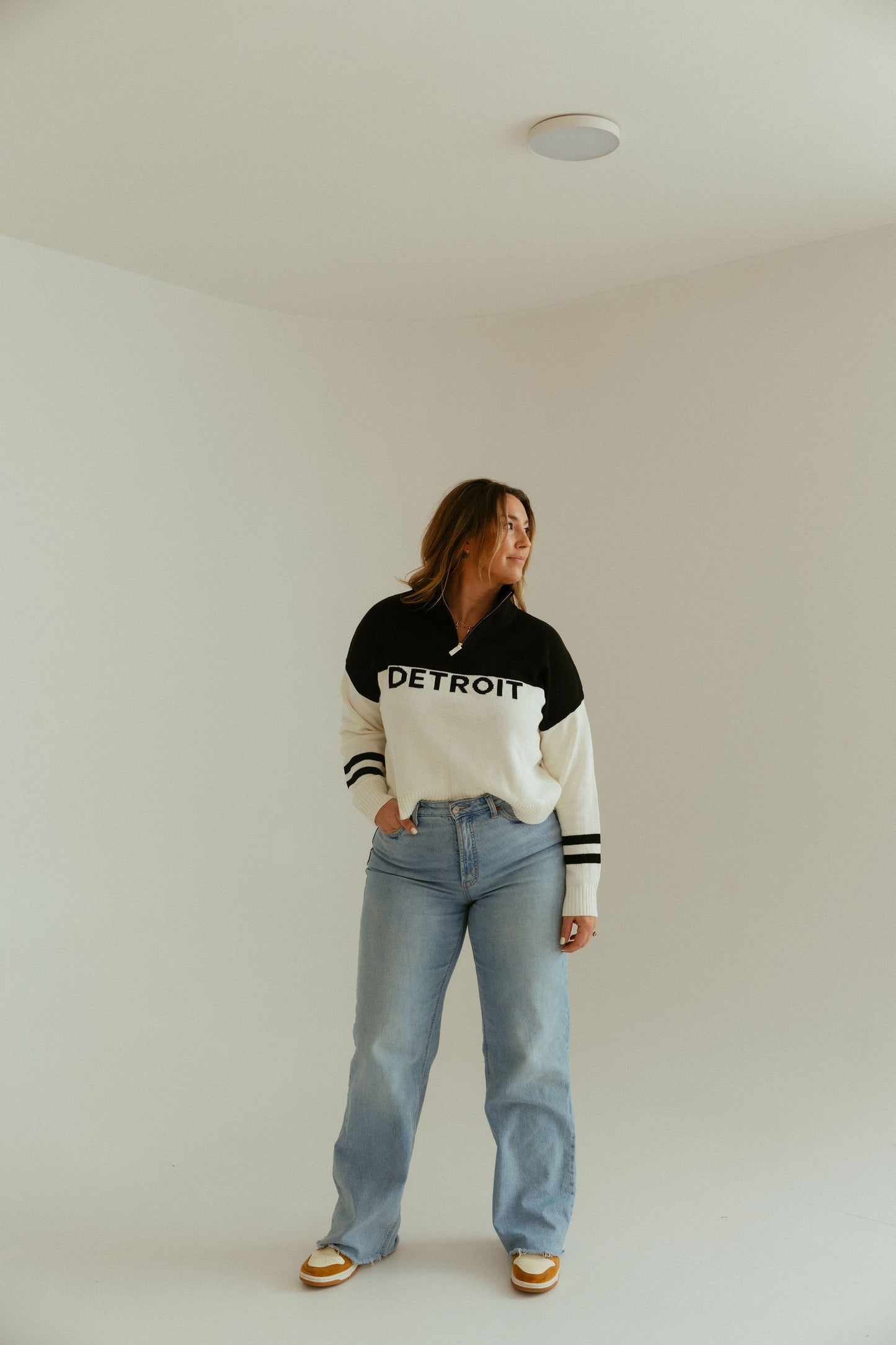 Detroit Quarter Zip Knit Sweater