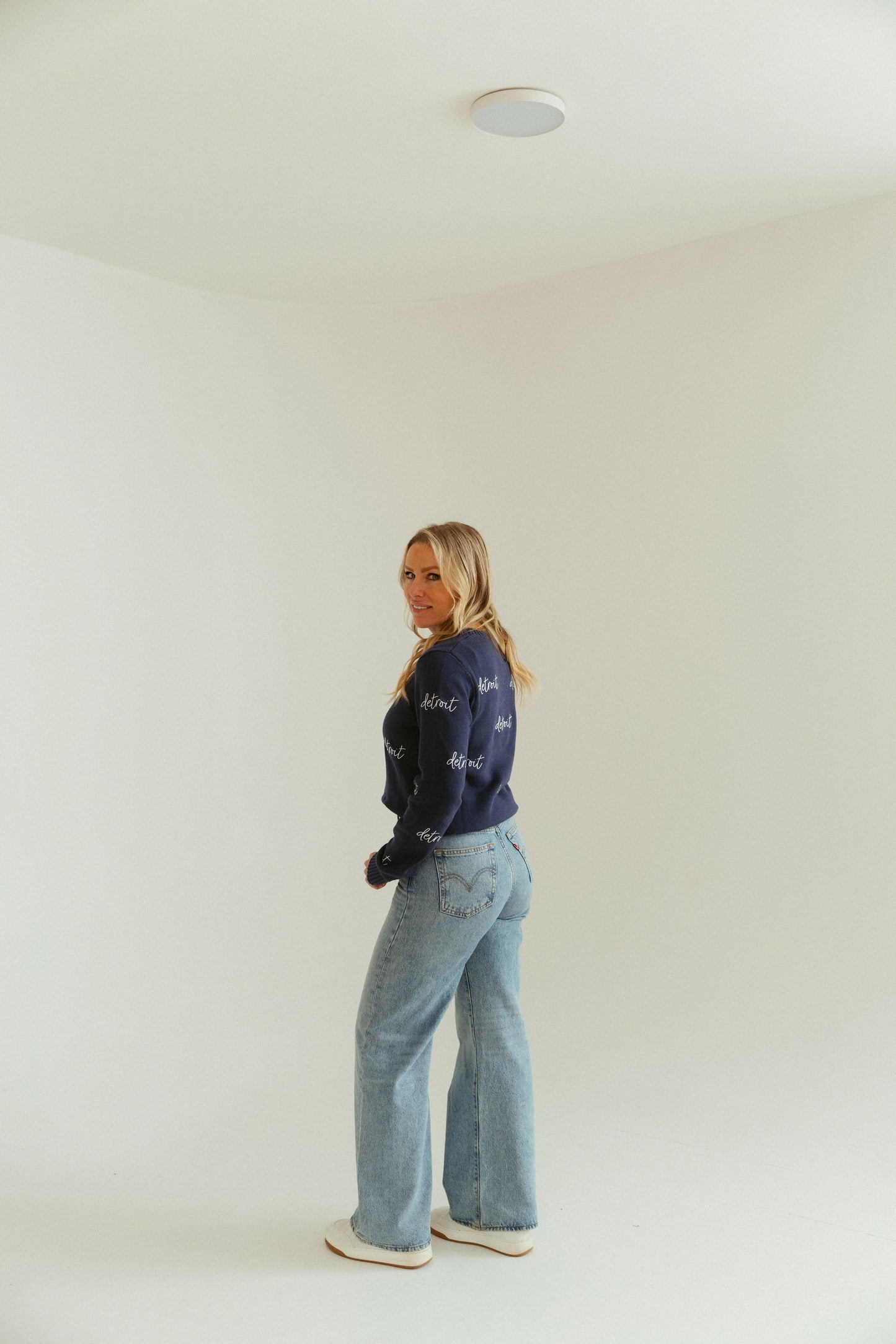 Detroit All Over Sweater Navy