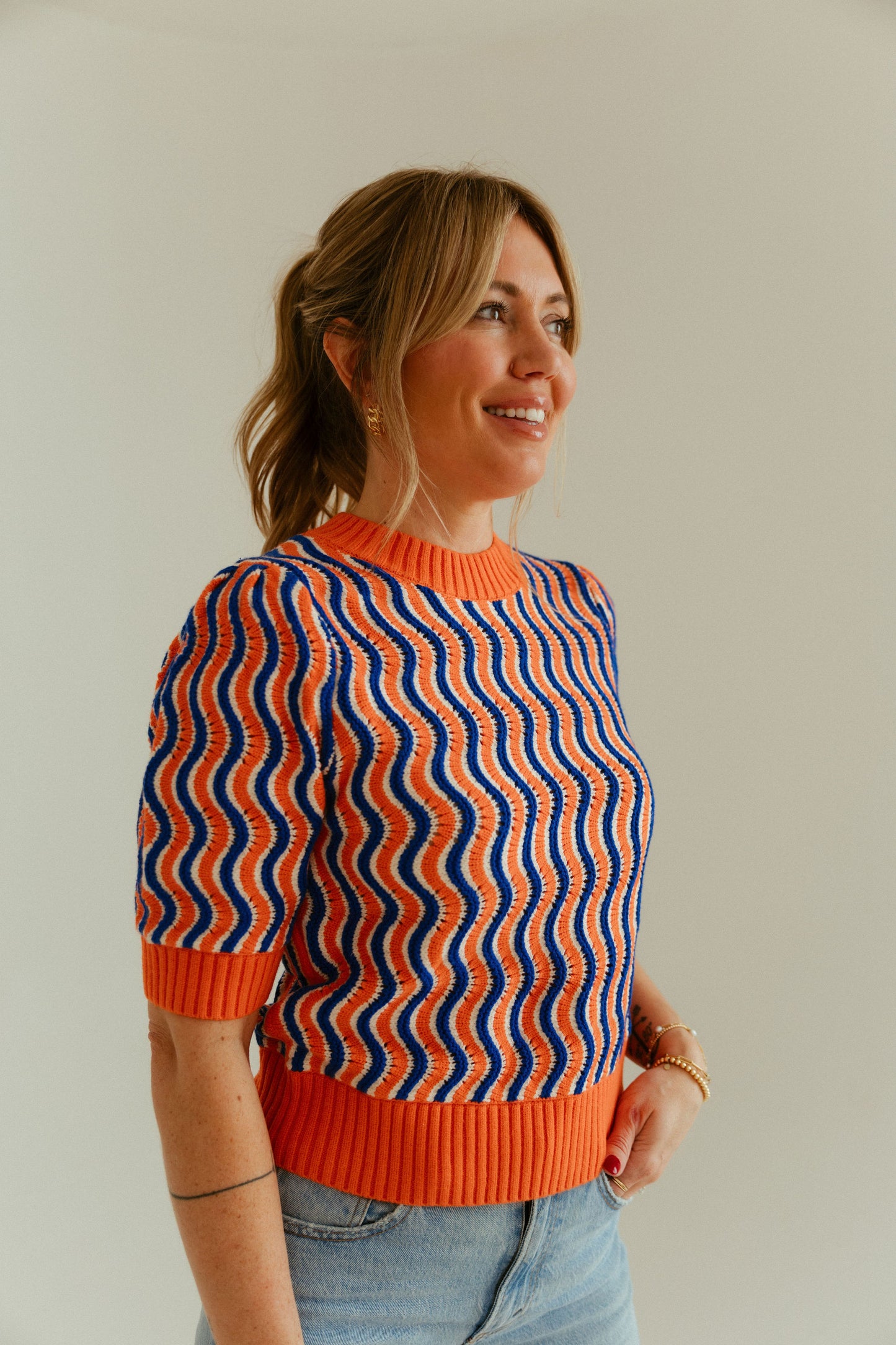 Retro Vibes Short Sleeve Sweater