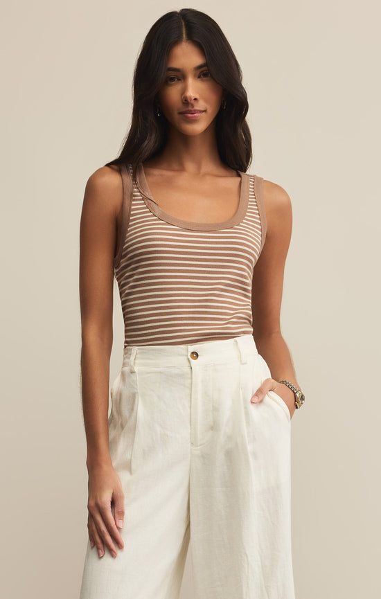 Elin Stripe Rib Tank Iced Coffee