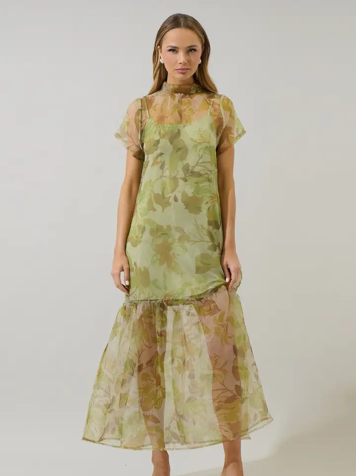 Ellery Floral Dime Organza Maxi Dress