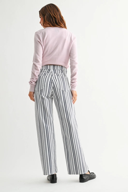 Ellie Vintage Straight Jeans in Blue Stripe