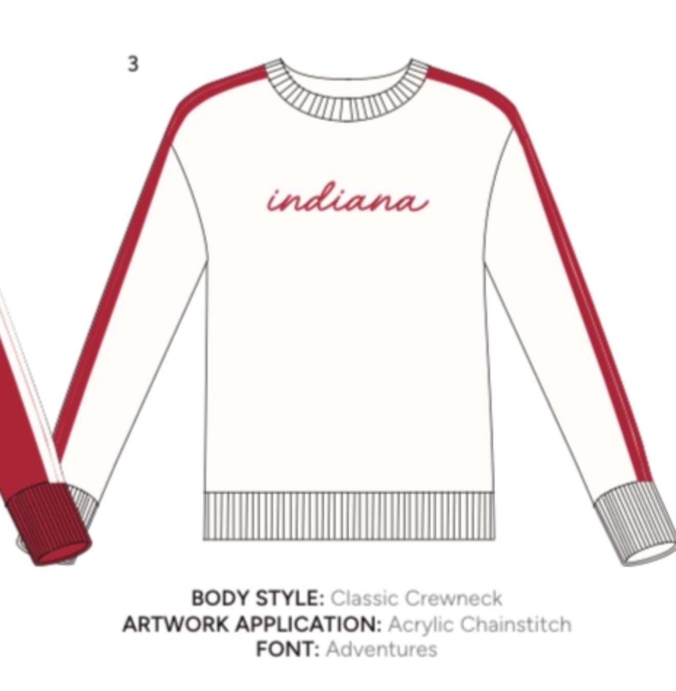 Indiana White w/Red Stripes Sweater