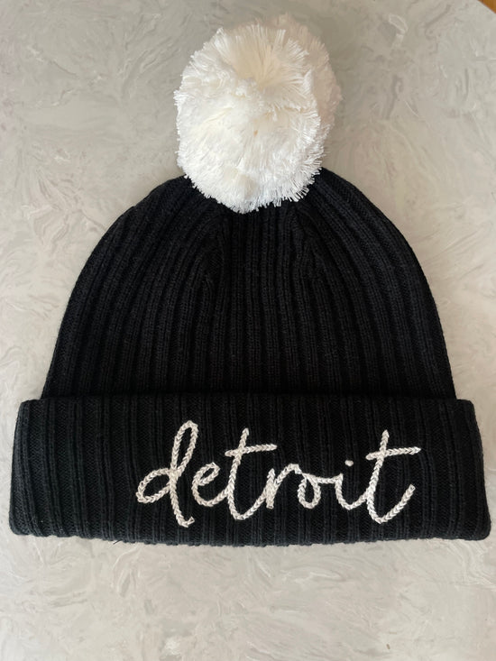 Detroit Black Beanie