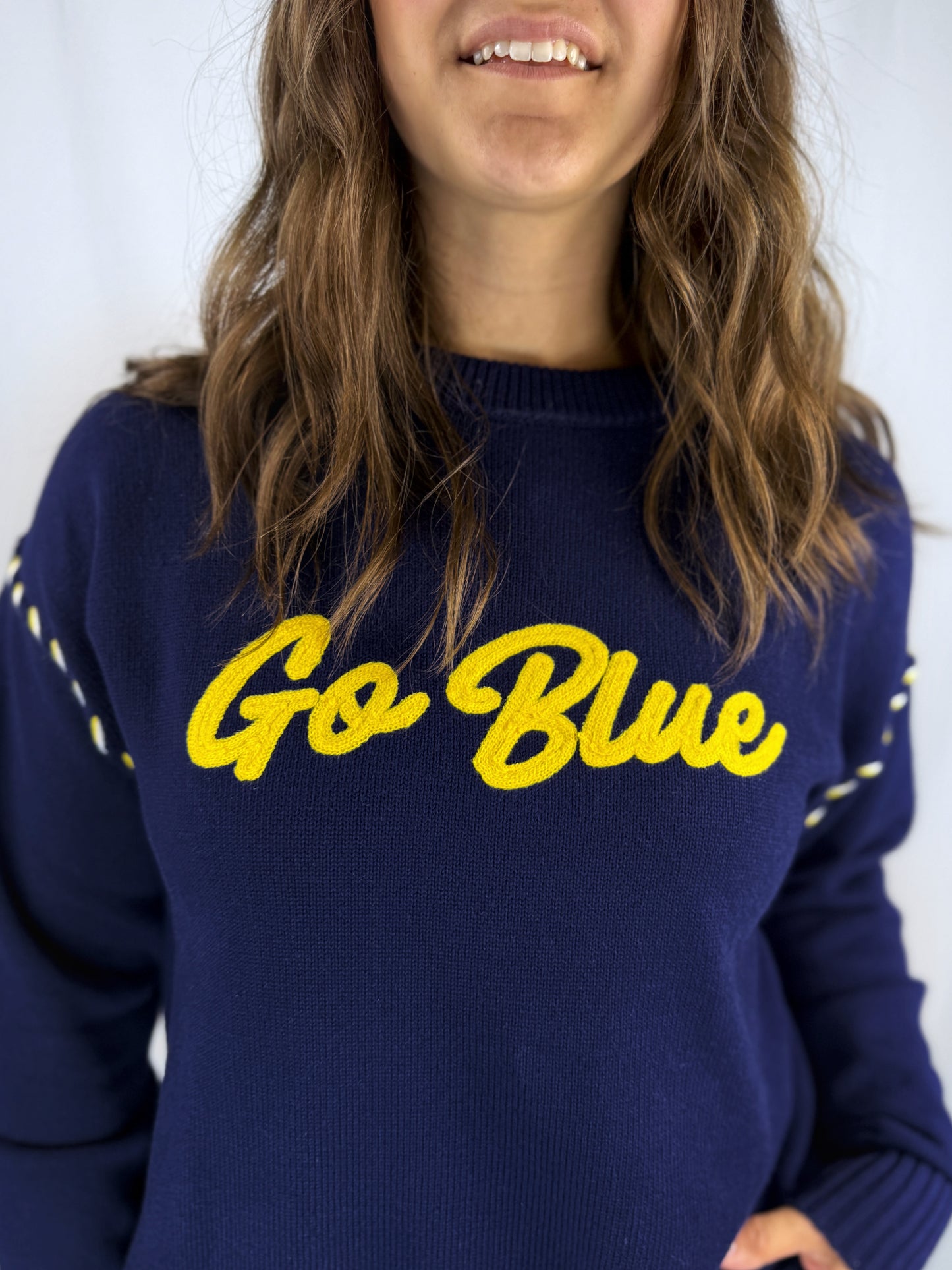 Go Blue Navy Whipstitch Sweater