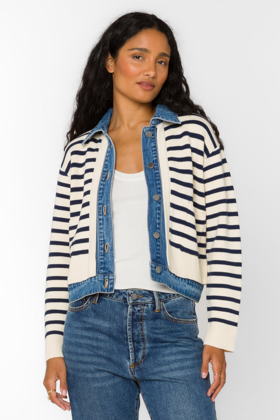 Francis Ivory Blue Striped Jacket