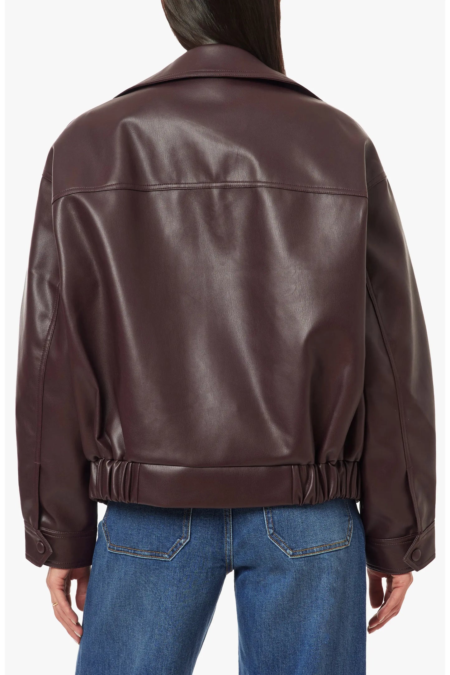 Vegan Leather Funnel Jacket in Winetasting