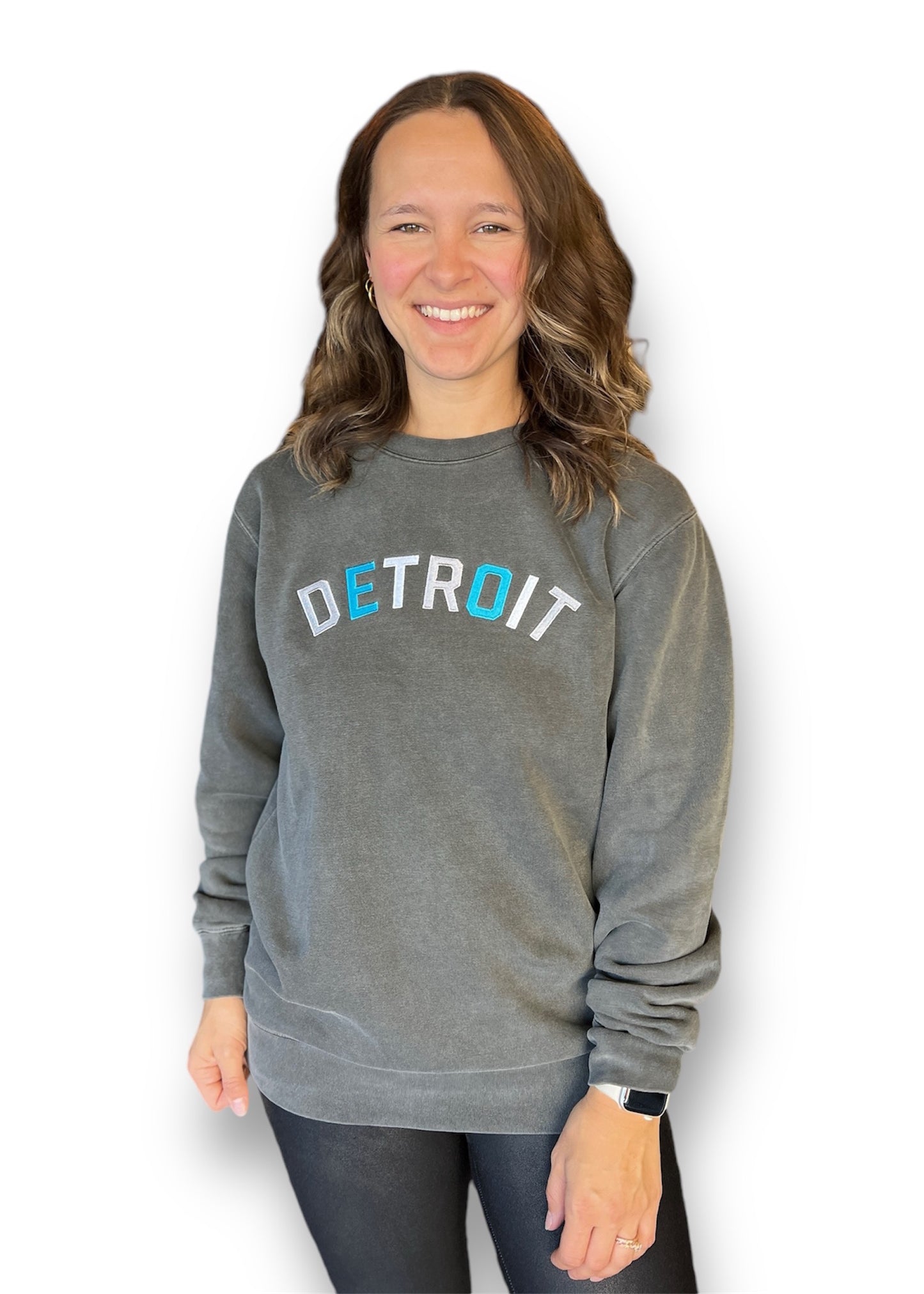 Detroit Embroidered Multi-Color Crewneck