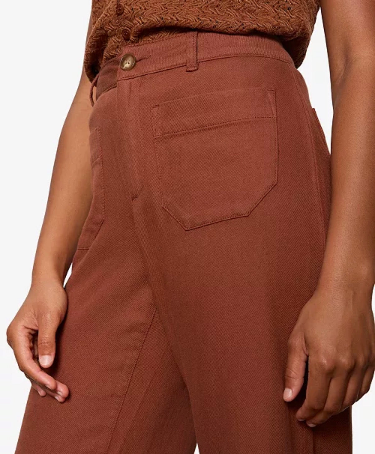 Soft Marine Wide Leg Crop Pant in Ancient Clay