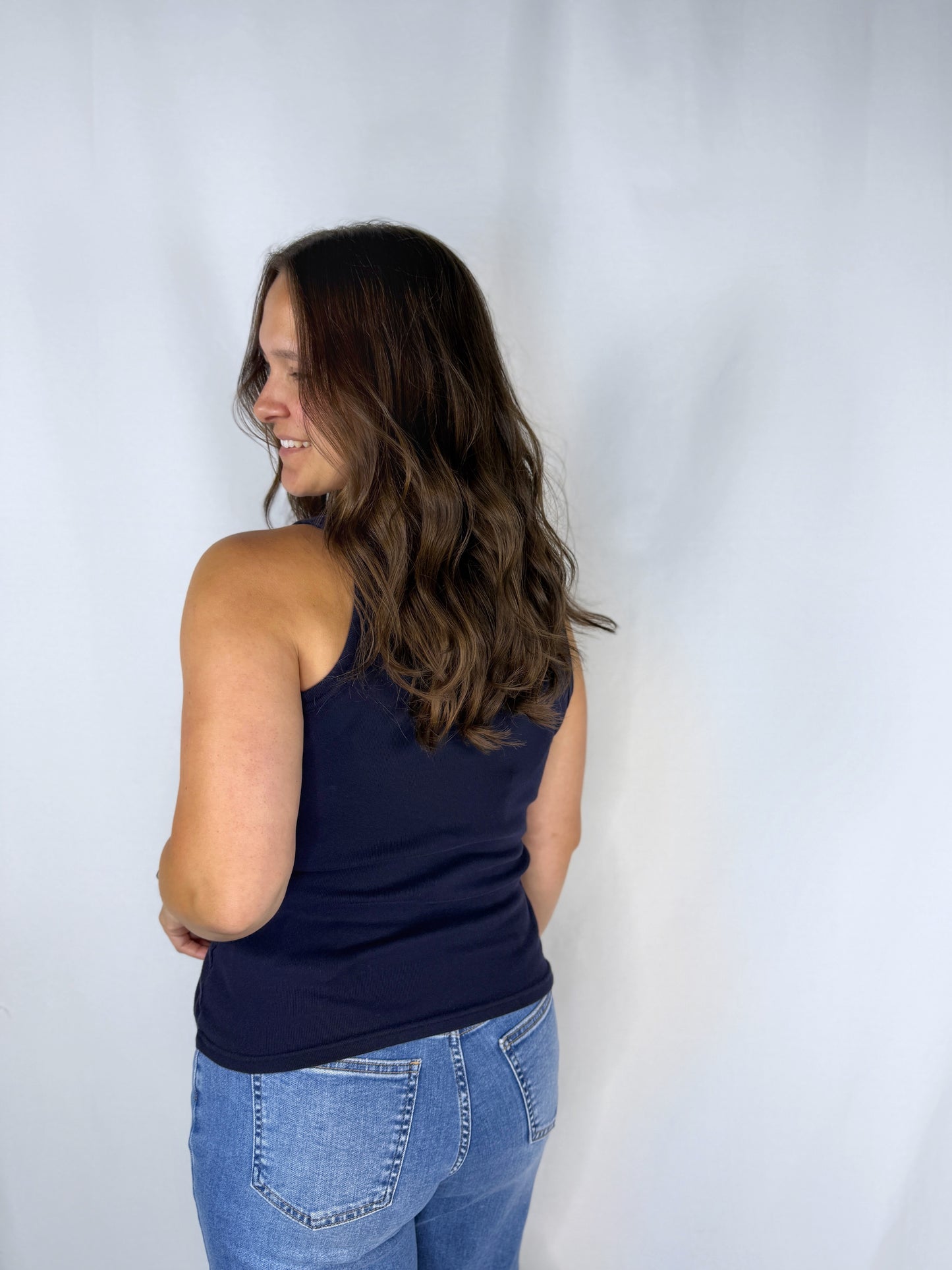 Michigan Embroidered Tank Navy