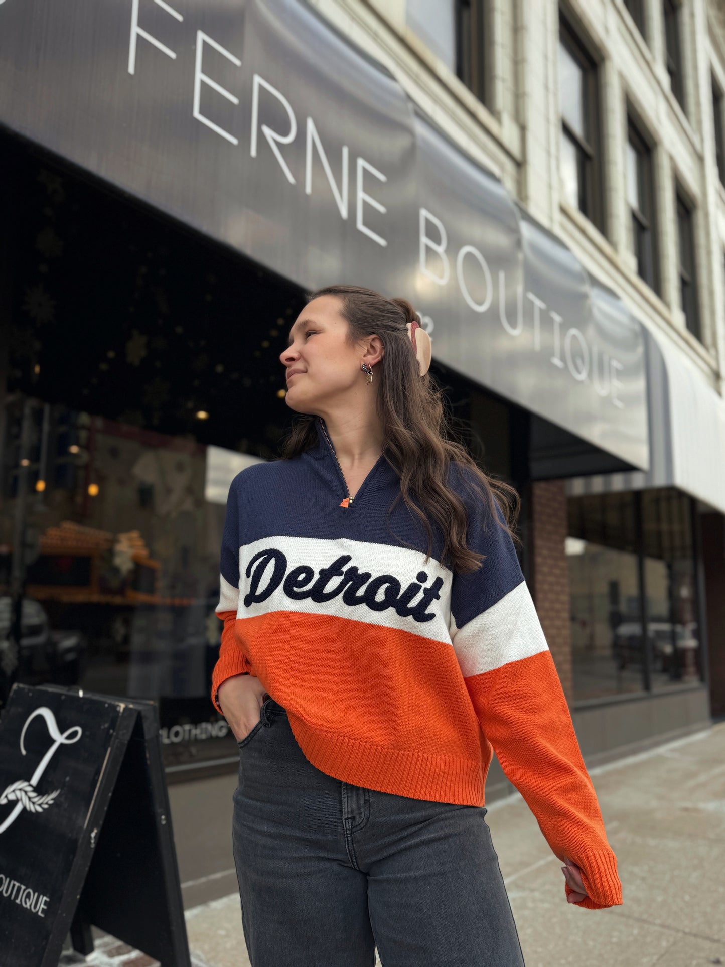 Detroit Navy/Orange Quarter Zip