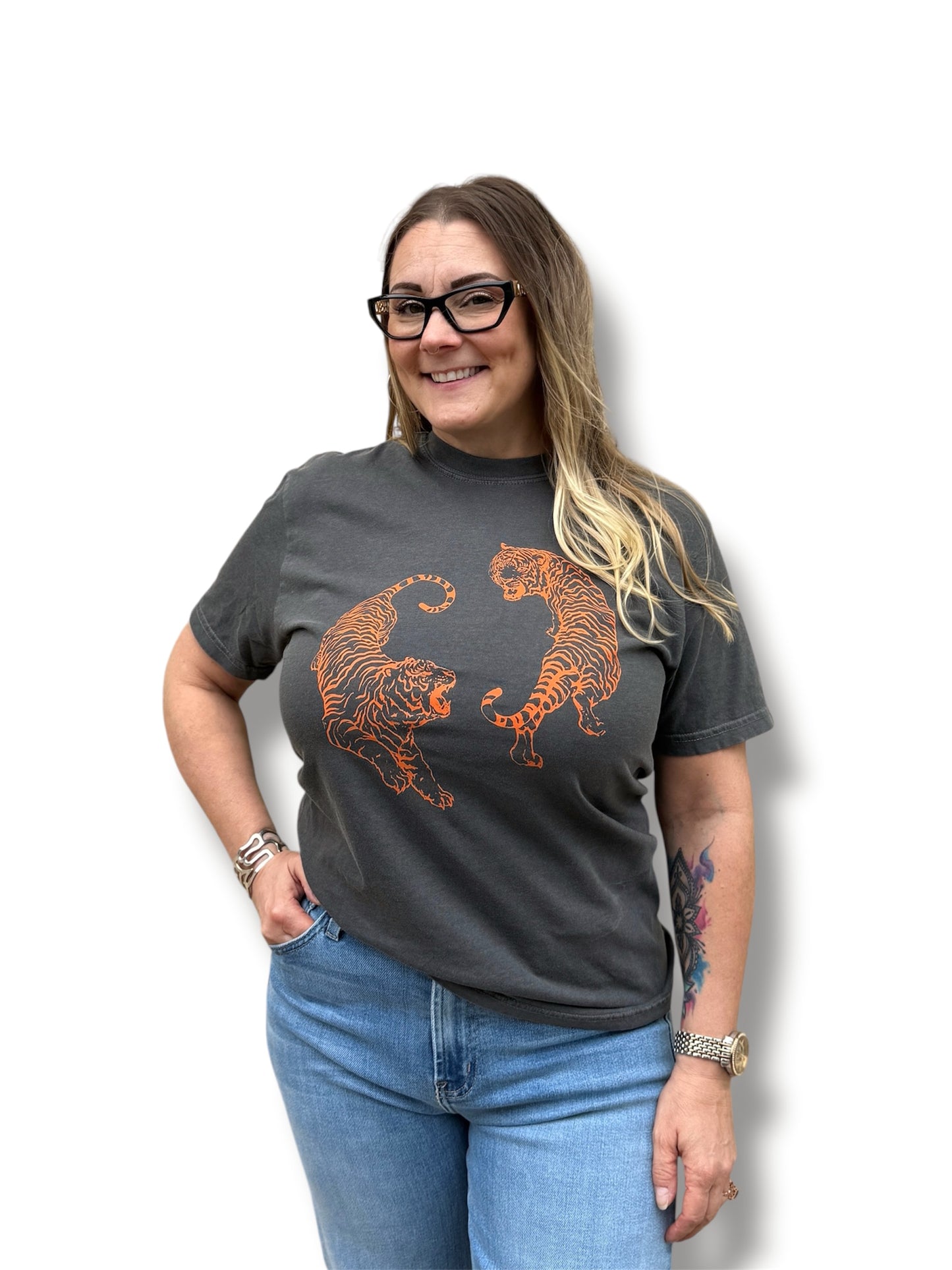Double Tiger Tee Grey