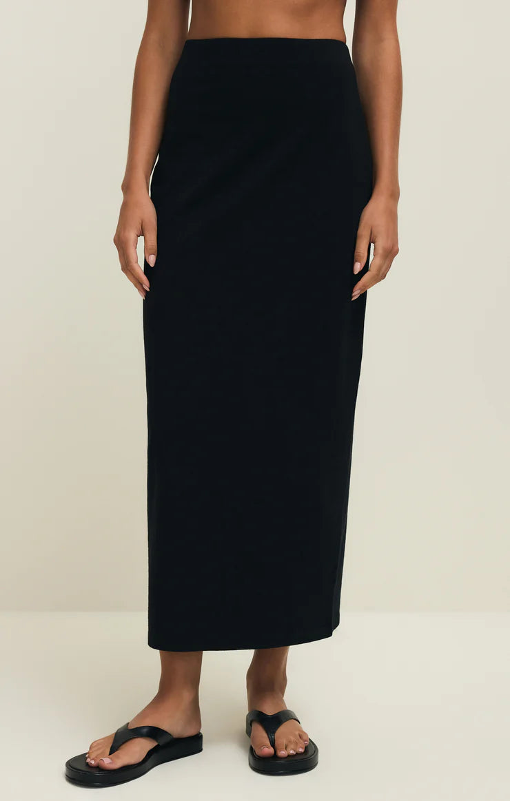 Gail Jersey Midi Skirt in True Black