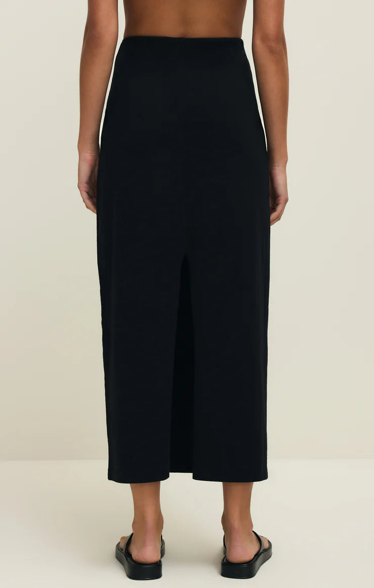 Gail Jersey Midi Skirt in True Black