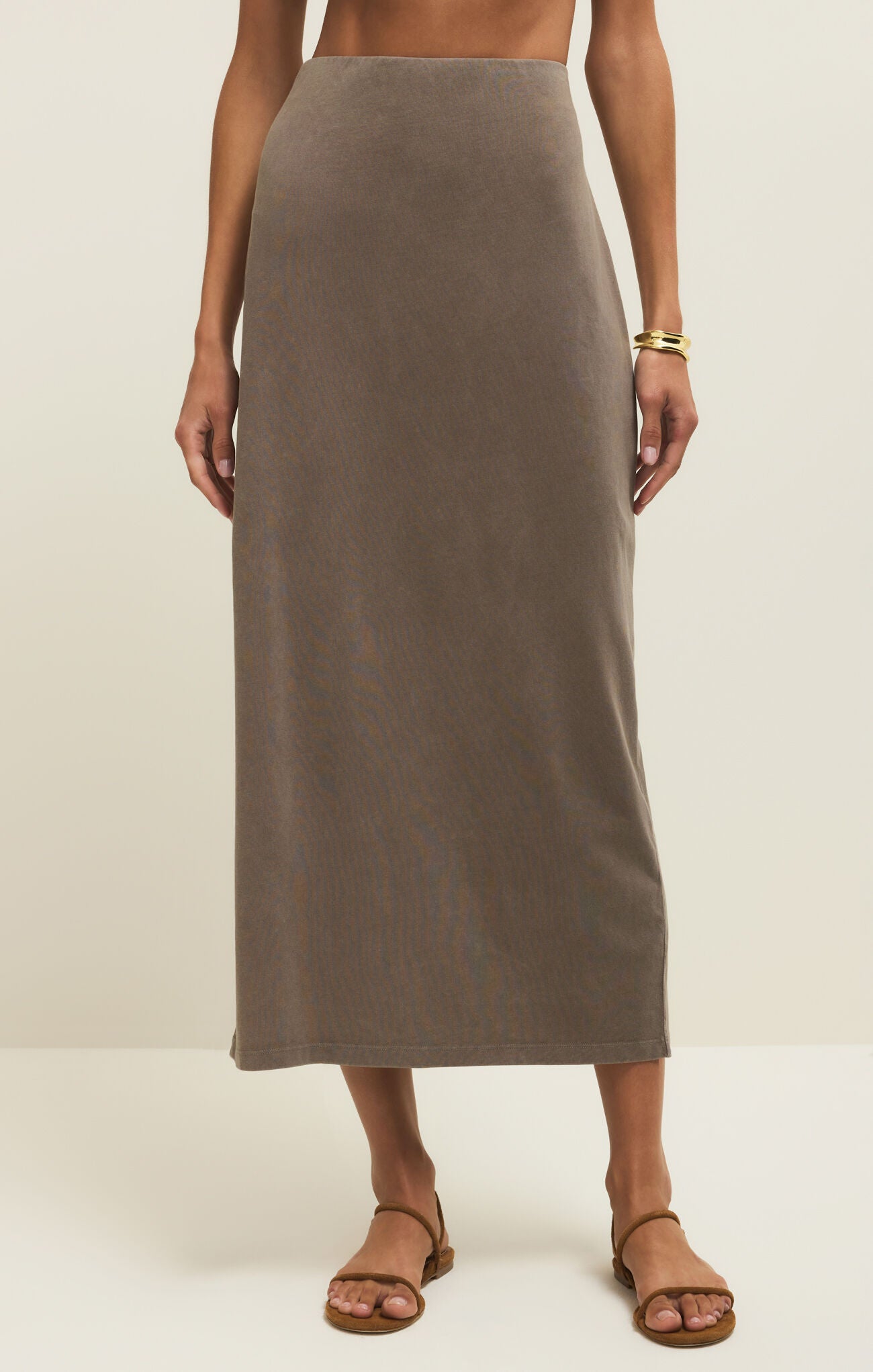 Gail Midi Skirt in Perfectly Taupe