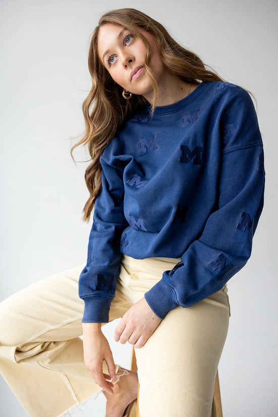 Michigan Repeating Long Sleeve Crewneck