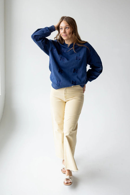 Michigan Repeating Long Sleeve Crewneck