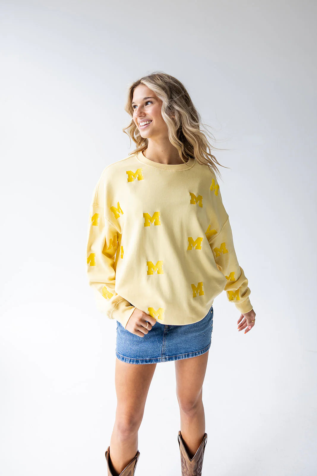 Michigan Repeating Long Sleeved Crewneck