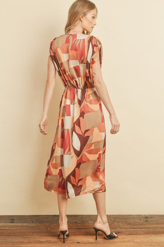 Geometric Palm Midi Dress