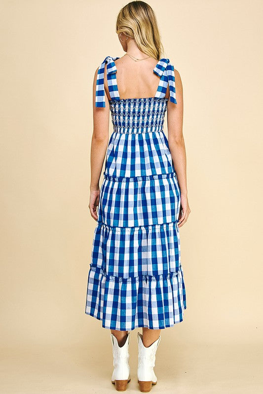 Load image into Gallery viewer, Gingham All You Got Midi Dress
