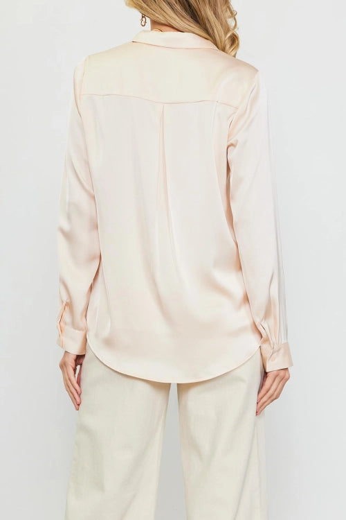 Golden Hour Satin Blouse Oatmilk