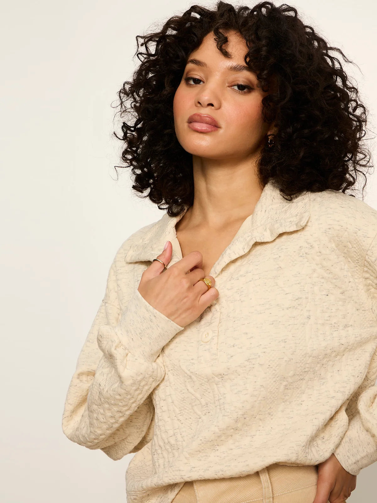 Halley Relaxed Popover in Heather Bone
