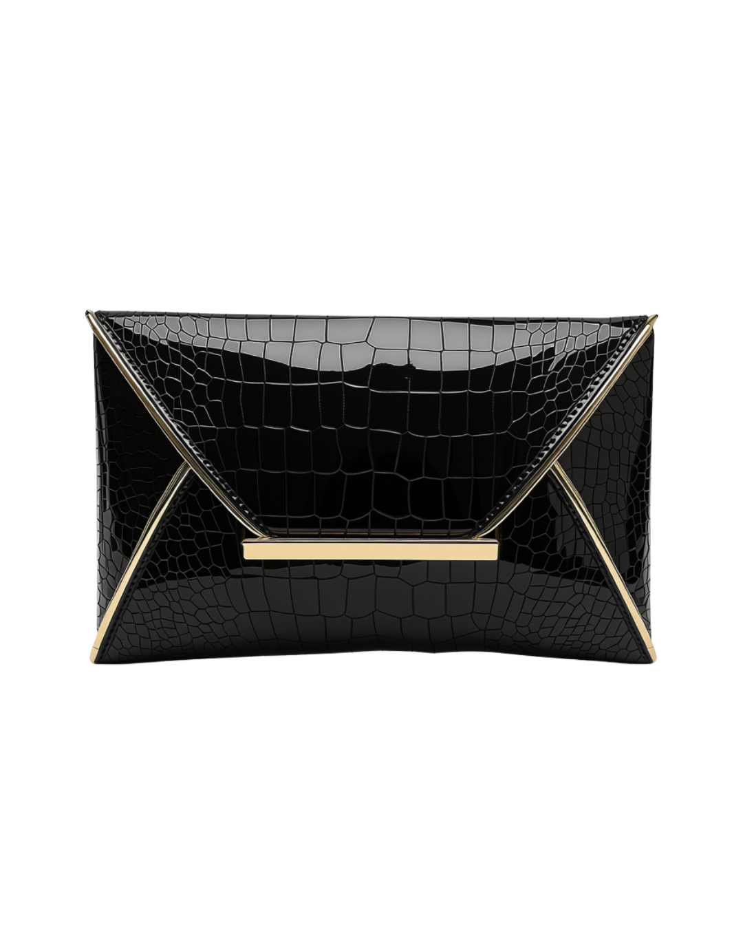 Crocodile Envelope Clutch in Black