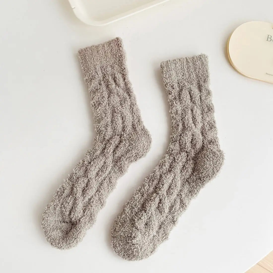 Rufia Soft Fleece Socks in Beige