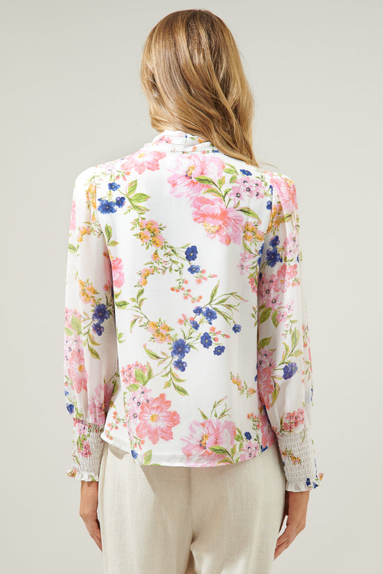 Wildheart Floral Tie Neck Blouse