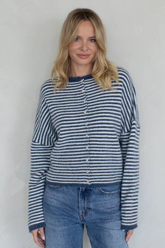 Piper Striped Cardigan Denim