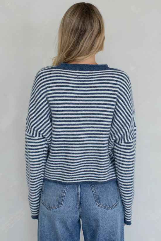 Piper Striped Cardigan Denim
