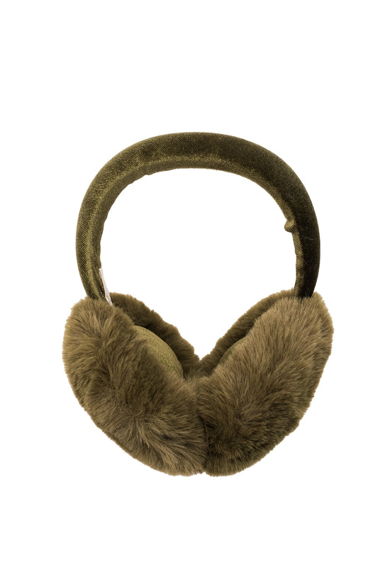 Chloe Velvet Earmuffs Olive
