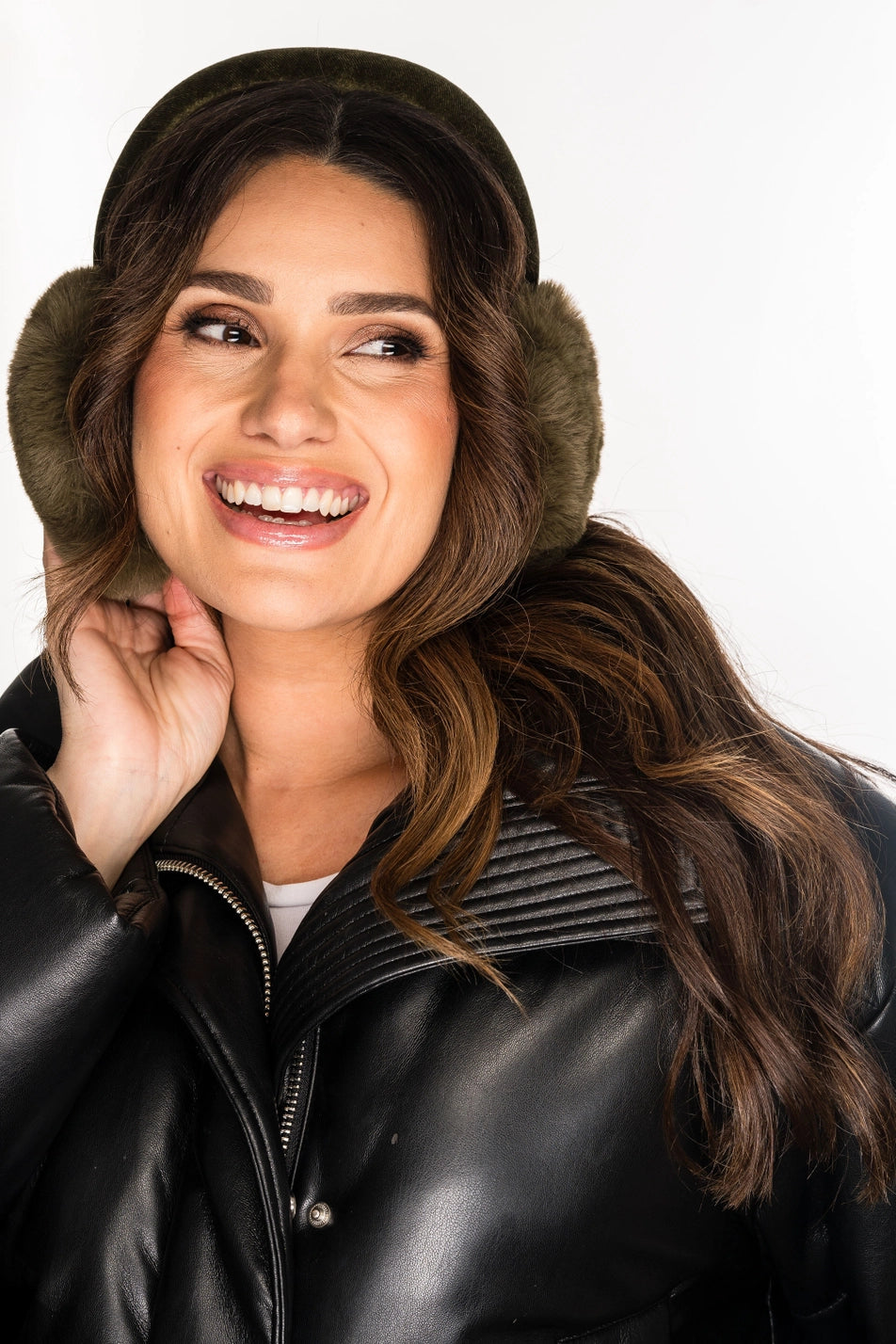 Chloe Velvet Earmuffs Olive