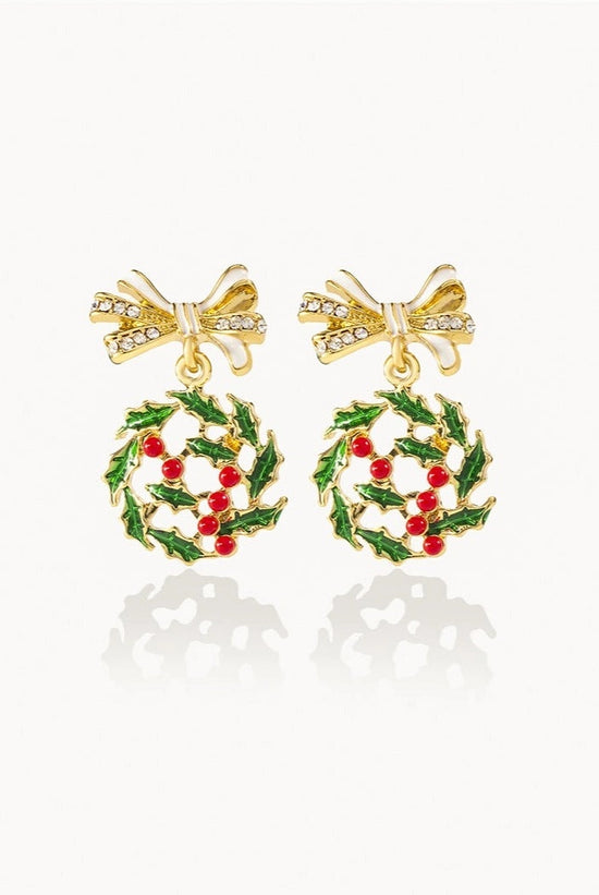 Vintage Christmas Wreath Earrings