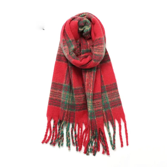 Soft Chunky Multi Color Scarf Red Plaid