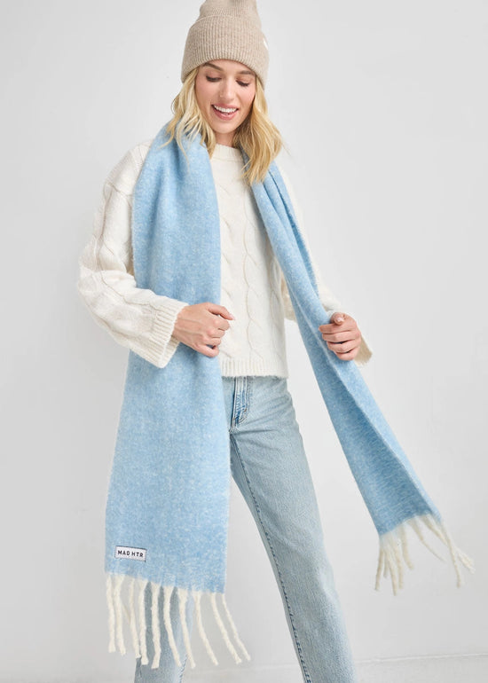 Mad Hatter Oversized Blanket Scarf Blue & Ivory