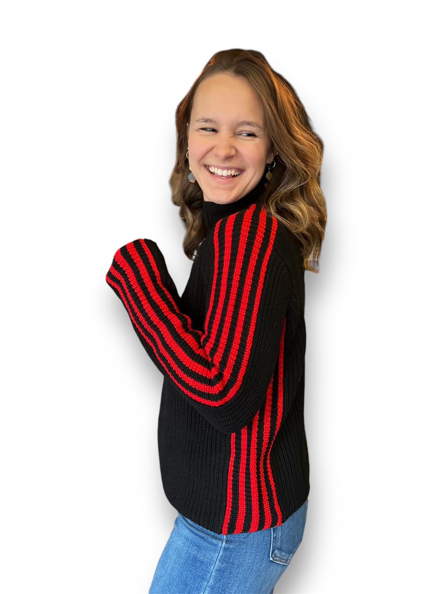 Sporty Stripe Mock Sweater