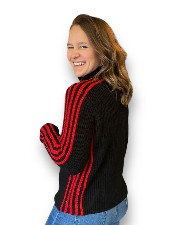 Sporty Stripe Mock Sweater